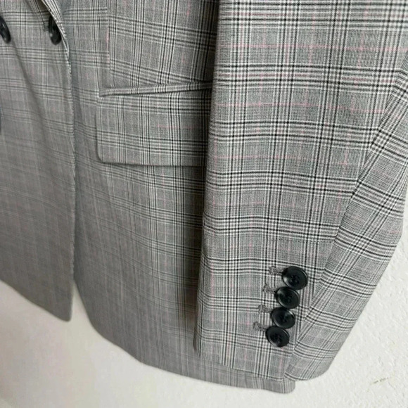 LOFT Plaid Blazer Jacket Women’s Size 6 Gray Pink 2 Button Career Casual - Picture 5 of 9